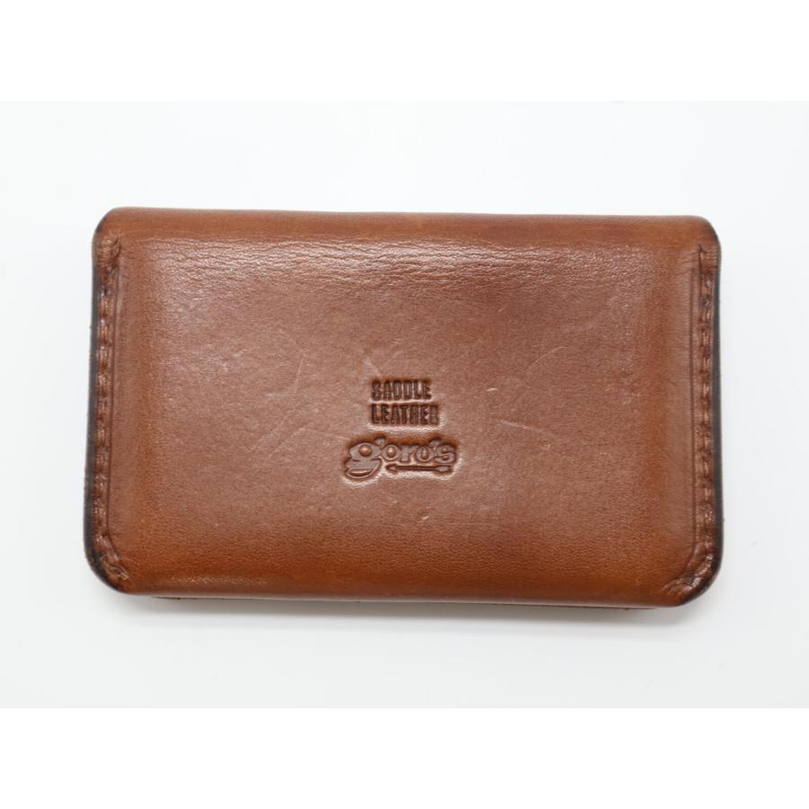 goro's ゴローズ 18K 金メタル サドルレザー カードケース ブラウン