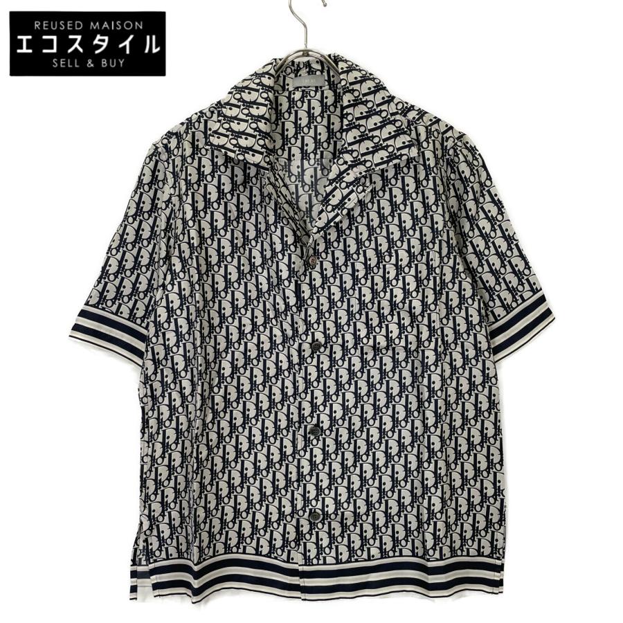 DIOR ディオール ネイビー 013C549A4751 オブリーク シルク シャツ