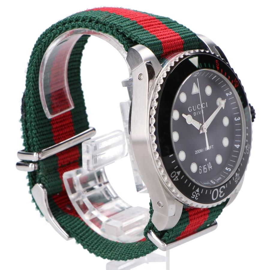 GUCCI 美品/ グッチ 136.2 ダイブ SS×ナイロン 黒文字盤 クオーツ  