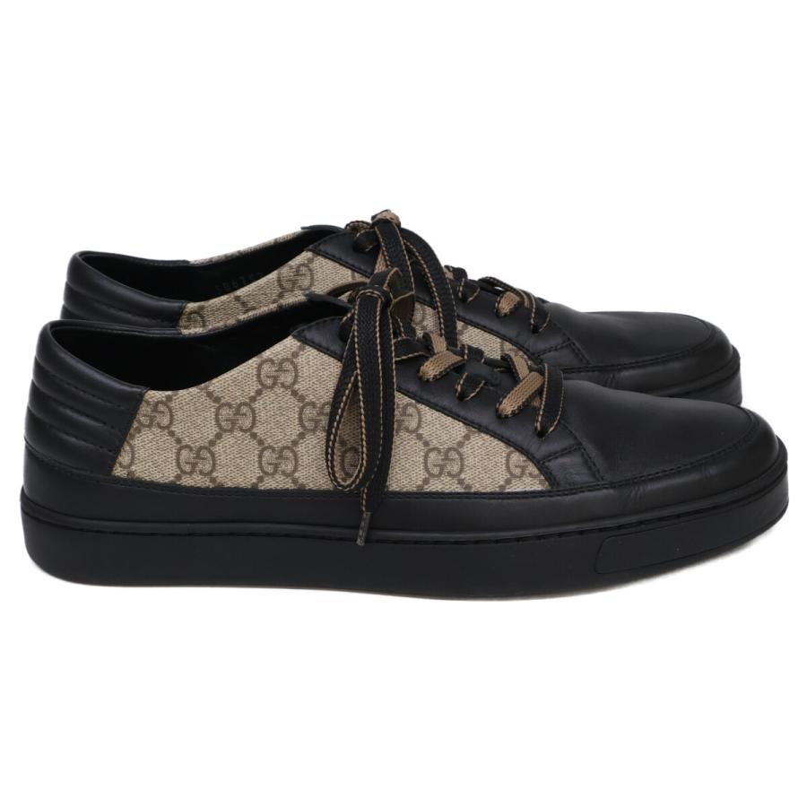 GUCCI 美品/ グッチ 386752 GGスプリーム x レザー ローカット