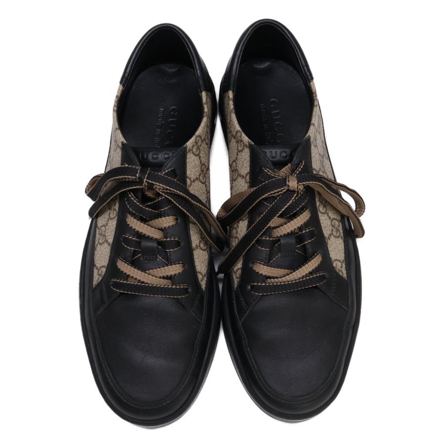 GUCCI 美品/ グッチ 386752 GGスプリーム x レザー ローカット
