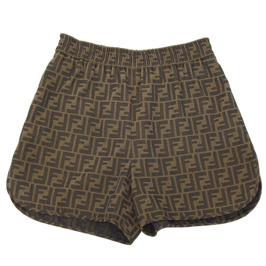 美品 FENDI フェンディ キャンバス ショートパンツ ボトムス レディース ブラウン 38 FR6259 A5W3の画像
