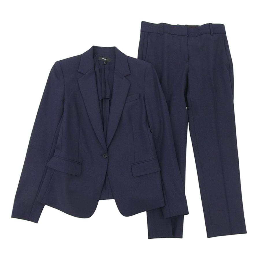 カシミヤ 現行タグ セオリー スーツ セットアップ Theory　ネイビー theory（セオリー） 美品 スーツ セットアップ レディース ネイビー 0
