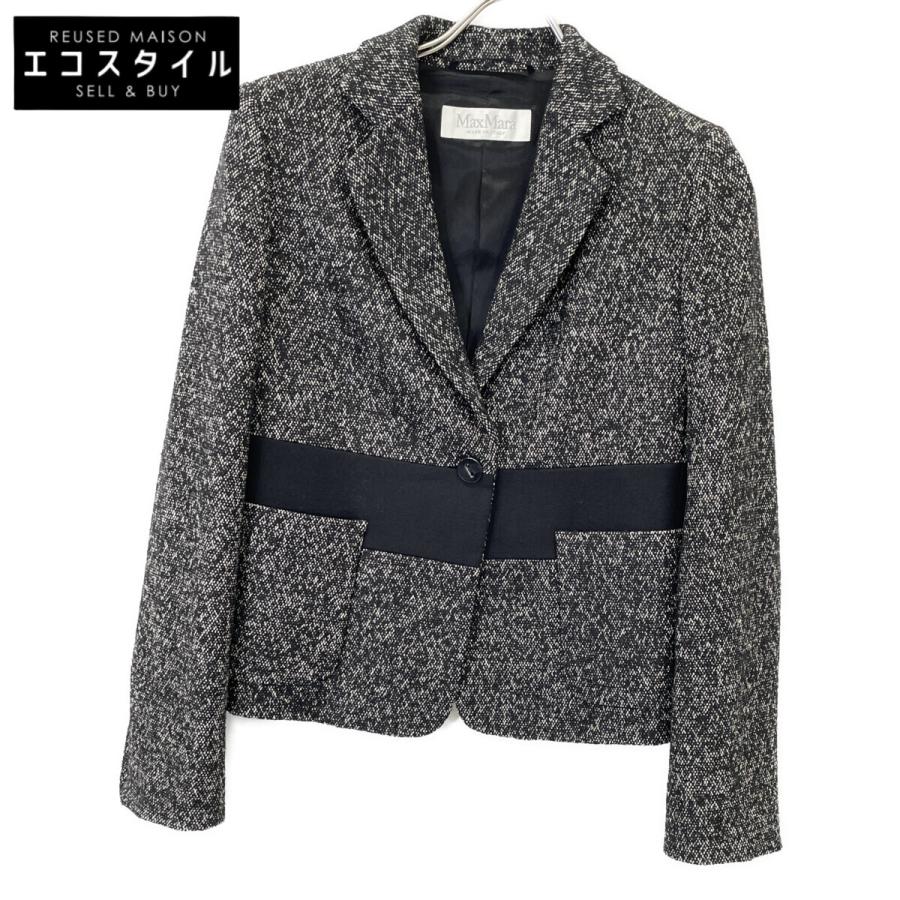 Max Mara マックスマーラ ブラック×グレー ツイードジャケット 