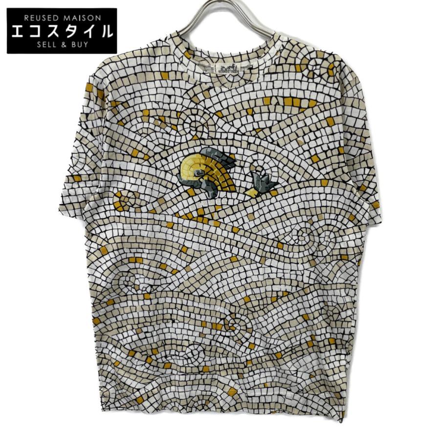 HERMES エルメス 美品 魚 パッチワークデザイン Tシャツ トップス L 