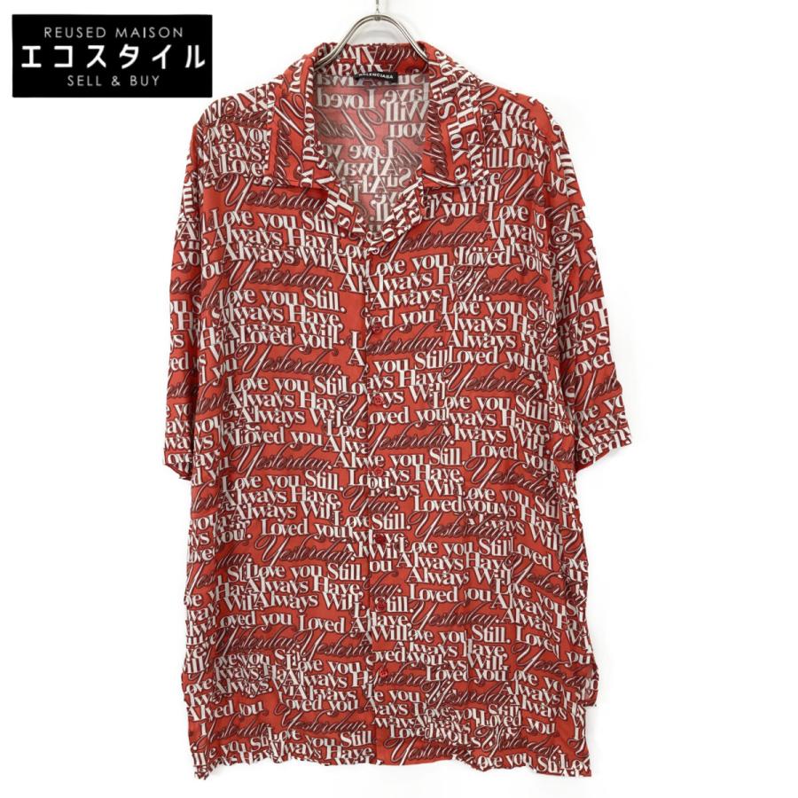BALENCIAGA バレンシアガ 571440 レッド 18SS Love Short Sleeves Shirt 36 BALENCIAGA（バレンシアガ） 571440 レッド 18SS Love Short Sleeves