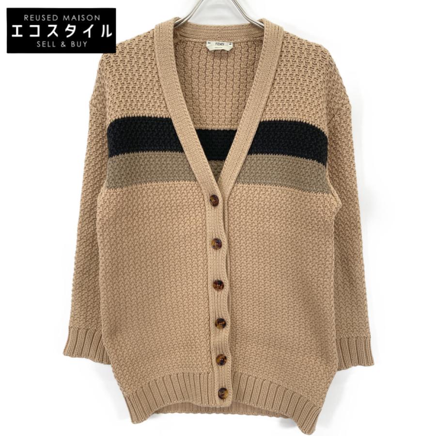 FENDI（フェンディ） ブラウン バックロゴ ニットカーディガン 