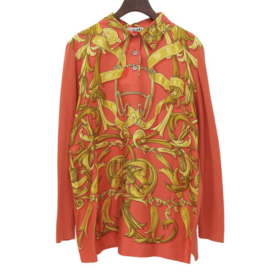 HERMES エルメス ヴィンテージ シルク ウール 切替デザイン セーター 