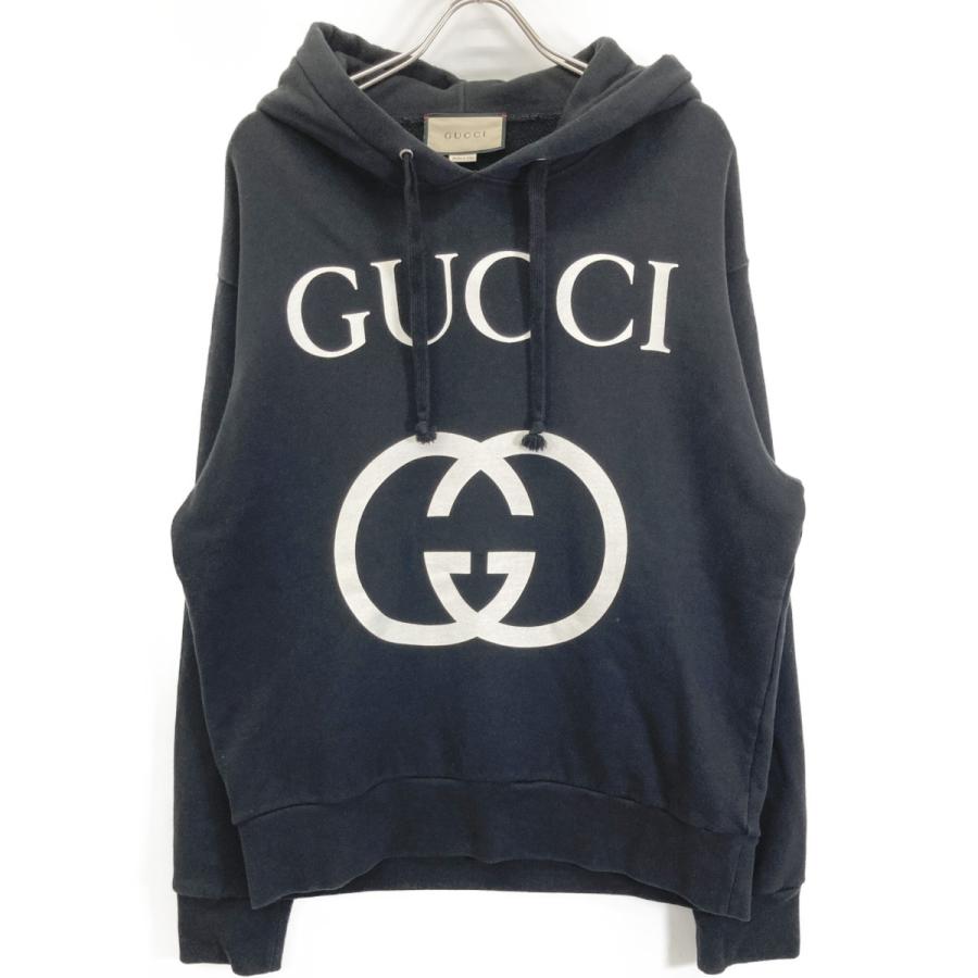 GUCCI / パーカー/M/コットン/BLK/475374 GUCCI（グッチ） 475374 ブラック インターロッキングG フーデッド