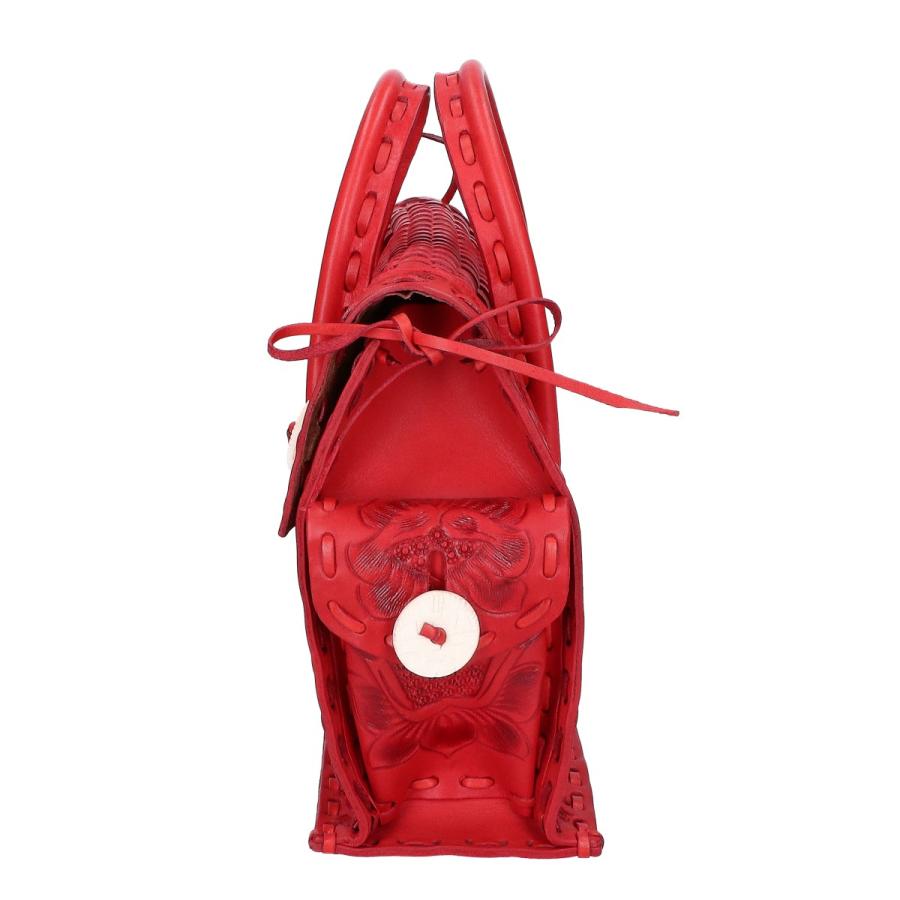 カービングトライブス マエストラ A4収納可 フラップ ハンドバッグ レッド カービングトライブス マエストラ A4収納可 フラップ ハンドバッグ