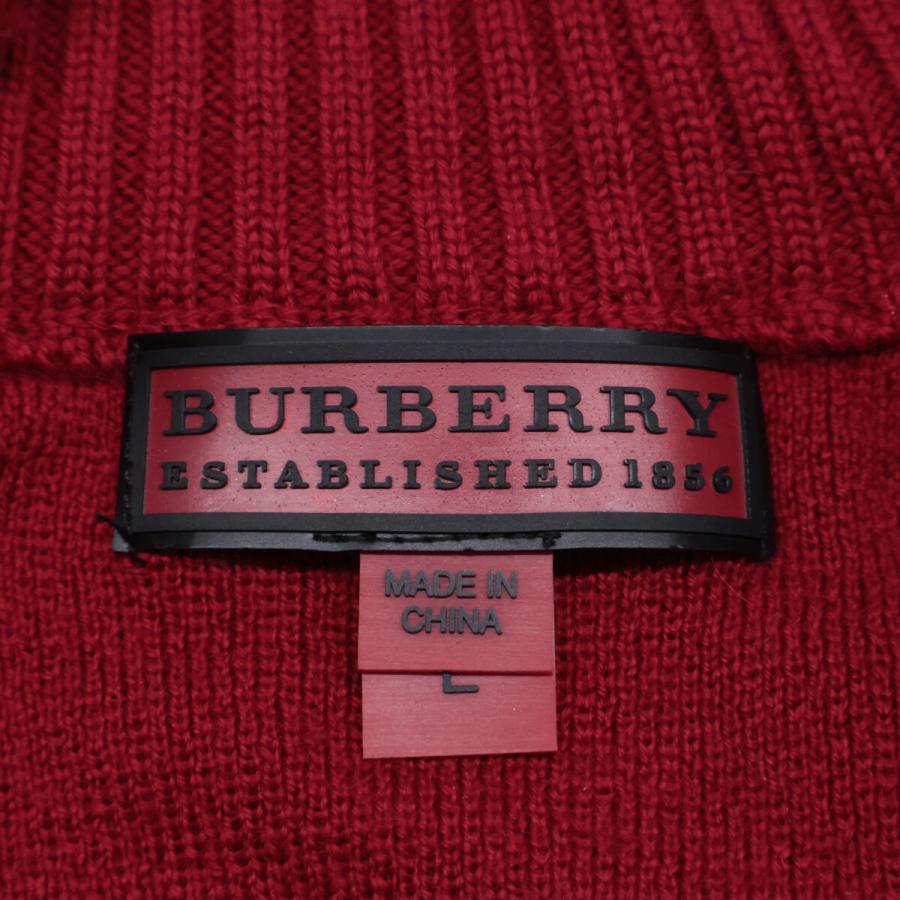 BURBERRY（バーバリー） ハーフジップ ロゴ ニット トップス L レッド