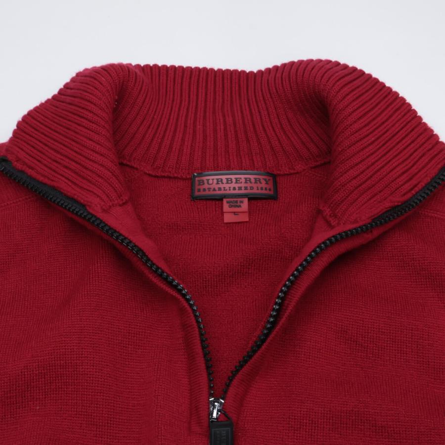 BURBERRY（バーバリー） ハーフジップ ロゴ ニット トップス L レッド