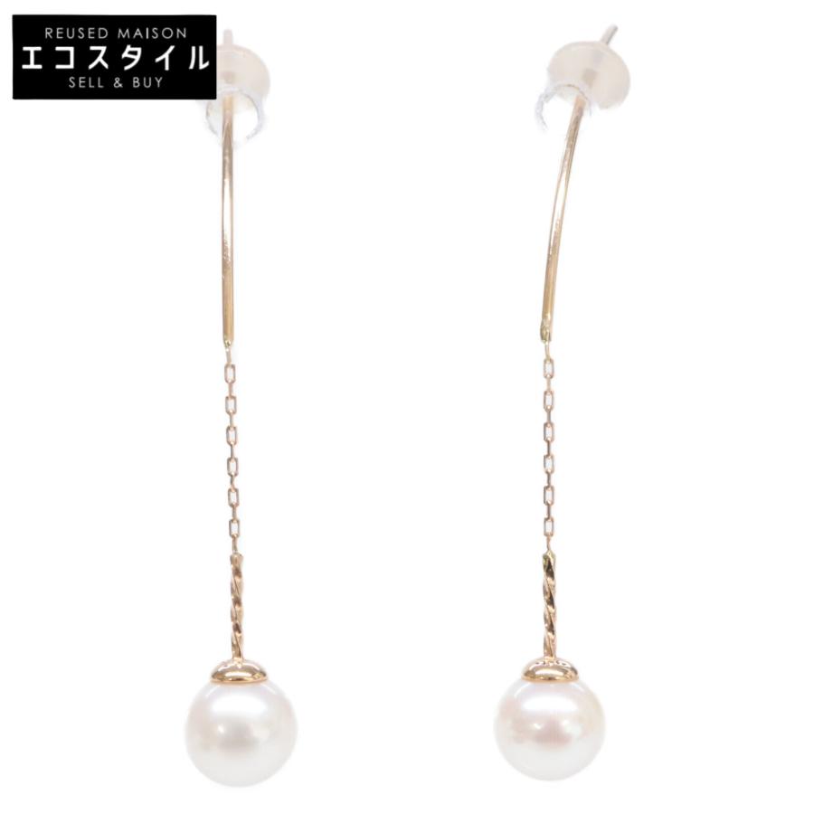 agete（アガット） 美品 K10 パール チェーン ピアス イエローゴールド