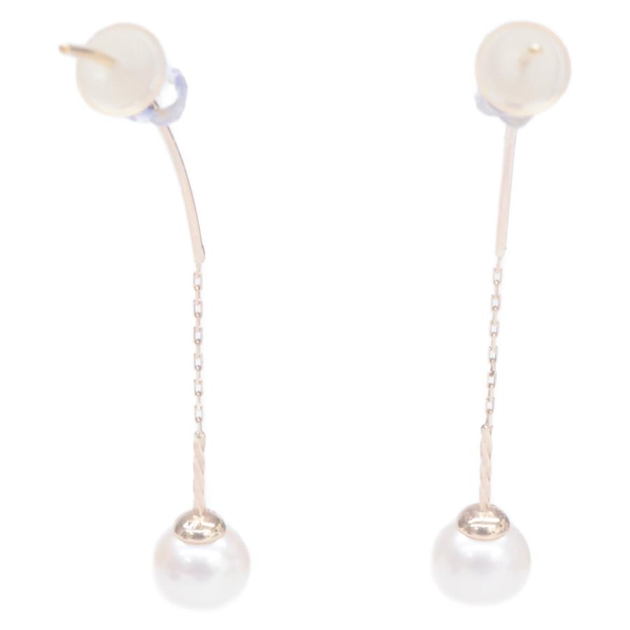 agete（アガット） 美品 K10 パール チェーン ピアス イエローゴールド