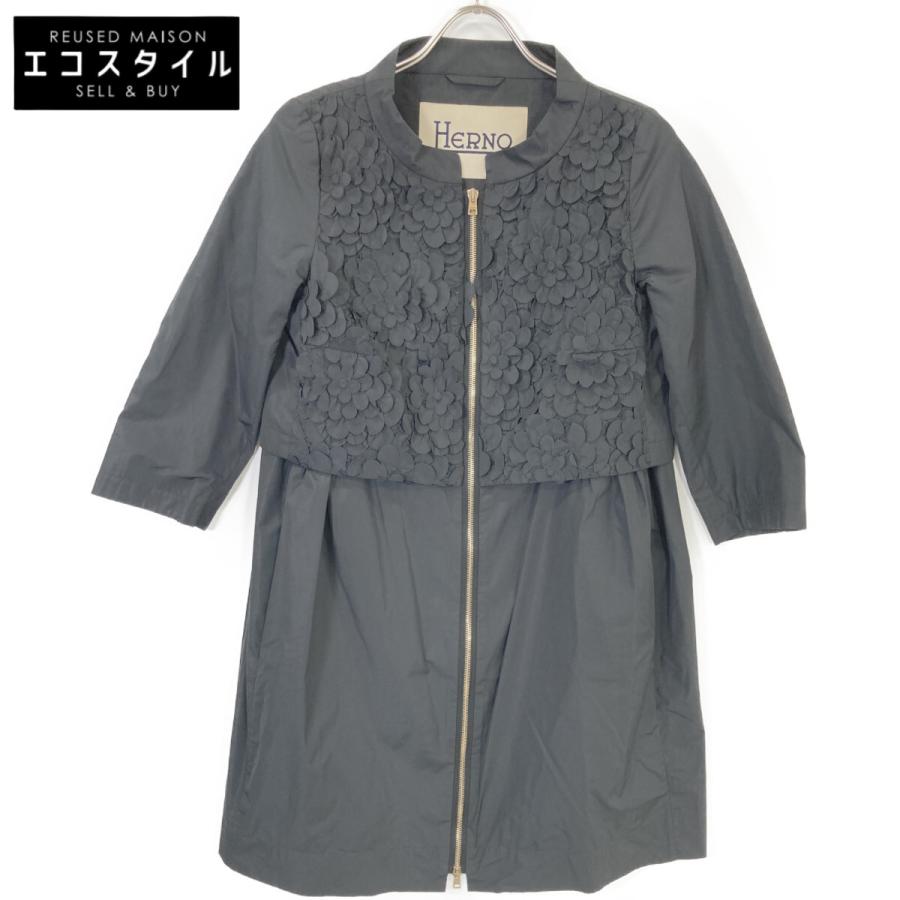 HERNO（ヘルノ） ブラック CA0072D フラワーデザイン ニーレングス