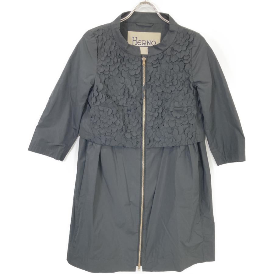 HERNO（ヘルノ） ブラック CA0072D フラワーデザイン ニーレングス