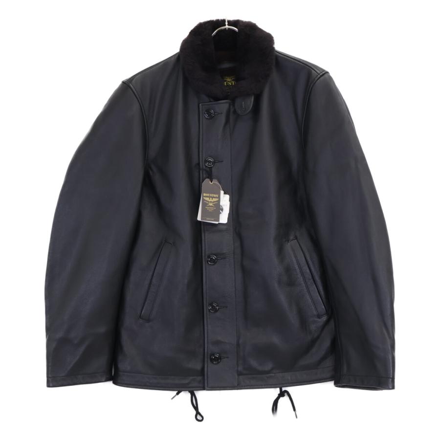 HOUSTON ヒューストン 8177 ブラック COW LEATHER N-1 DECK JACKET