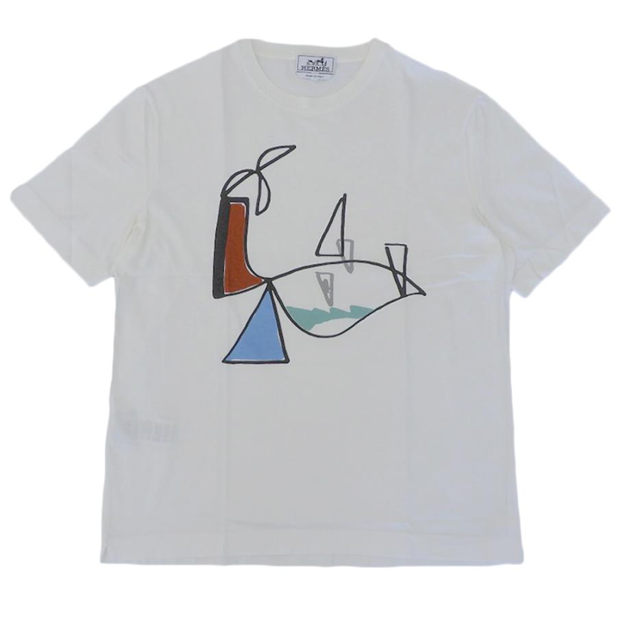 HERMES エルメス コットン Tシャツ トップス メンズ ホワイト S 