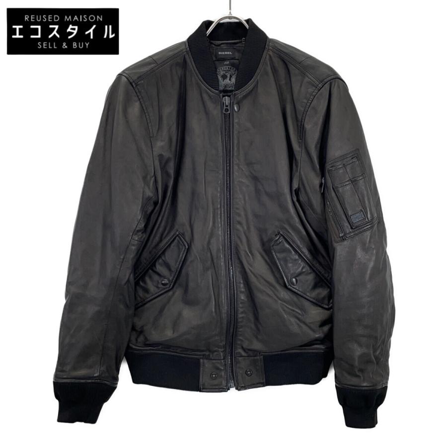 DIESEL（ディーゼル） ブラック シープレザー ジップアップ ブルゾン