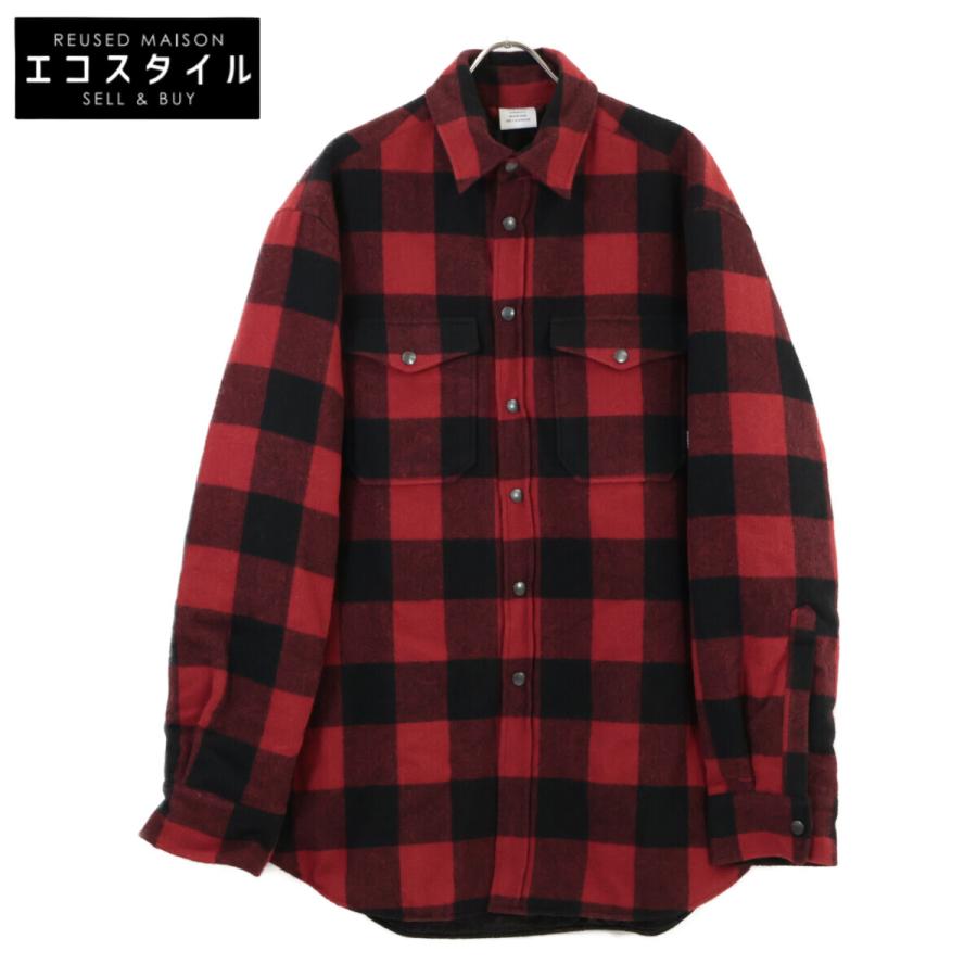 VETEMENTS ヴェトモン MAH18SH13 レッド×ブラック ウール フランネル