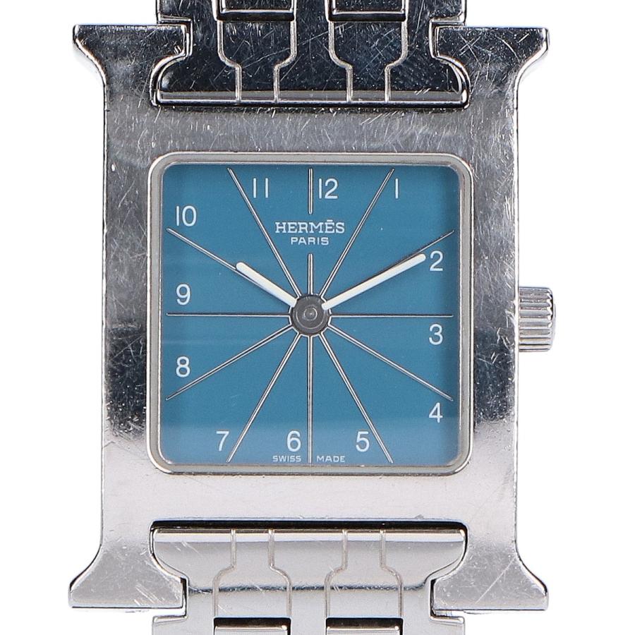 HERMES エルメス HH1.210 ブルー文字盤 Hウォッチ スクエア クオーツ