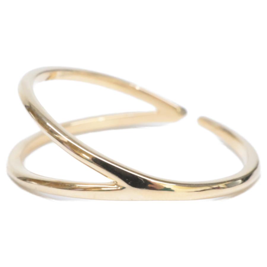 美品 Lilas リラ 25-111-202-4160-7-0 K10 V型 フォーク リング 指輪