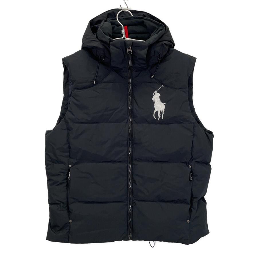 【美品✨】ポロラルフローレン　ダウンベスト　フード　レザー　ポニー刺繍　ブラック POLO RALPH LAUREN（ポロ・ラルフローレン） ポロ ラルフローレン 25年