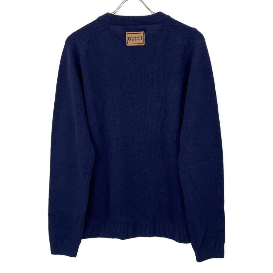GUCCI（グッチ） 694786 ネイビーウール100 パッチ ニット セーター