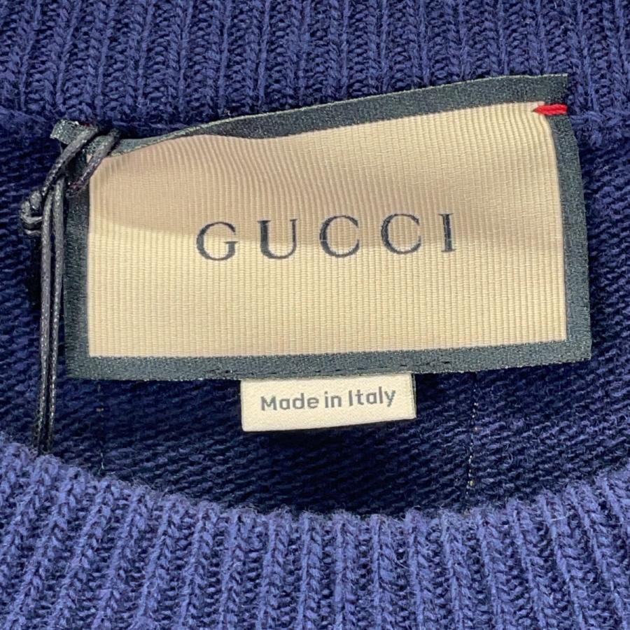 美品 GUCCI グッチ ウール ニット キャミソール ダークネイビー S GUCCI（グッチ） 694786 ネイビーウール100 パッチ ニット セーター