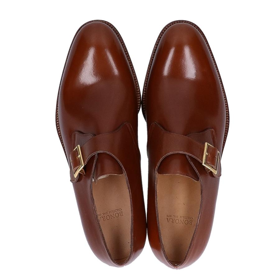 新品同様 BONORA ボノーラ ブラウン BU121 シングルモンクシューズ 7 1
