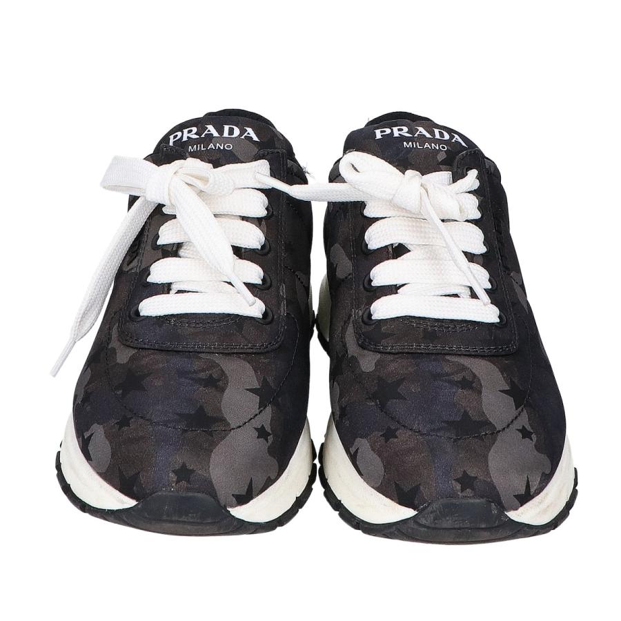 PRADA プラダ カモフラ柄 スニーカー 37 レディース 1E553L PRADA（プラダ） 1E553L カモフラ スター スニーカー 37 ブラック