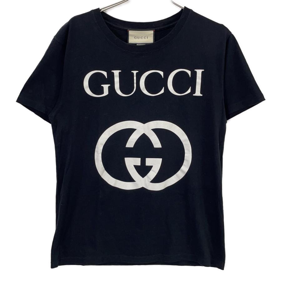 GUCCI（グッチ） 493117 ブラック コットン ロゴ Tシャツ ブラック XS