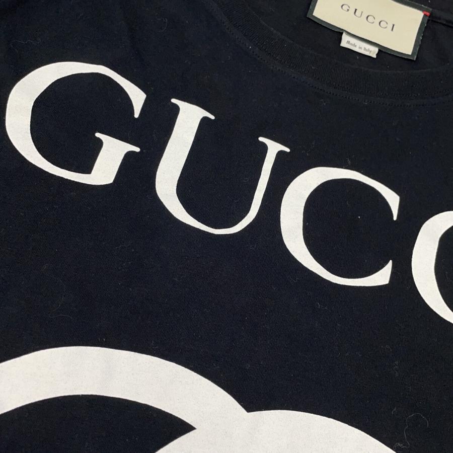 GUCCI（グッチ） 493117 ブラック コットン ロゴ Tシャツ ブラック XS