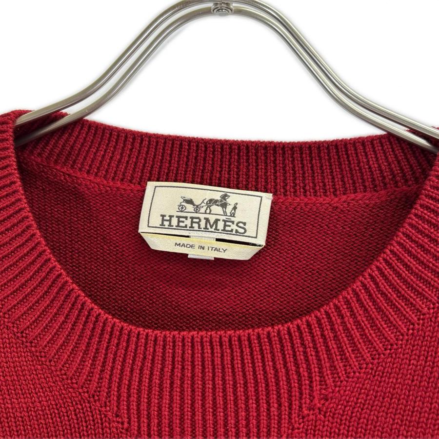 HERMES エルメス 赤 サイドジップ ニットセータ HERMES エルメス 赤 サイドジップ ニットセータ レッド トップス