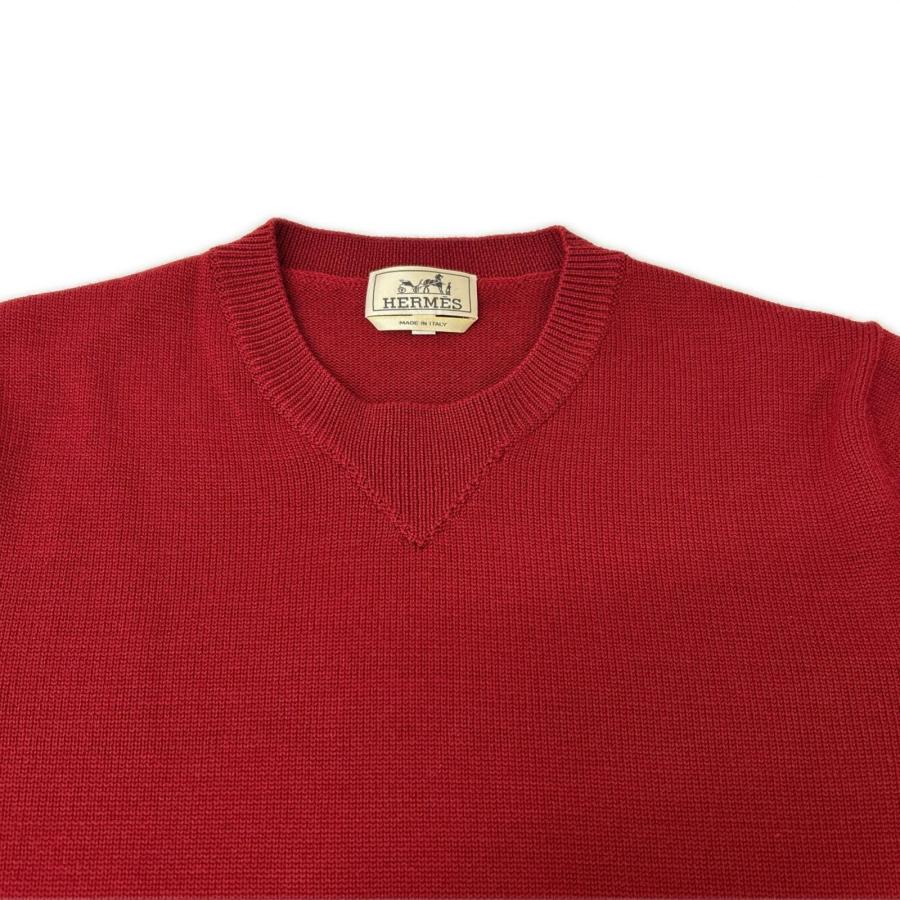 HERMES エルメス 赤 サイドジップ ニットセータ レッド トップス
