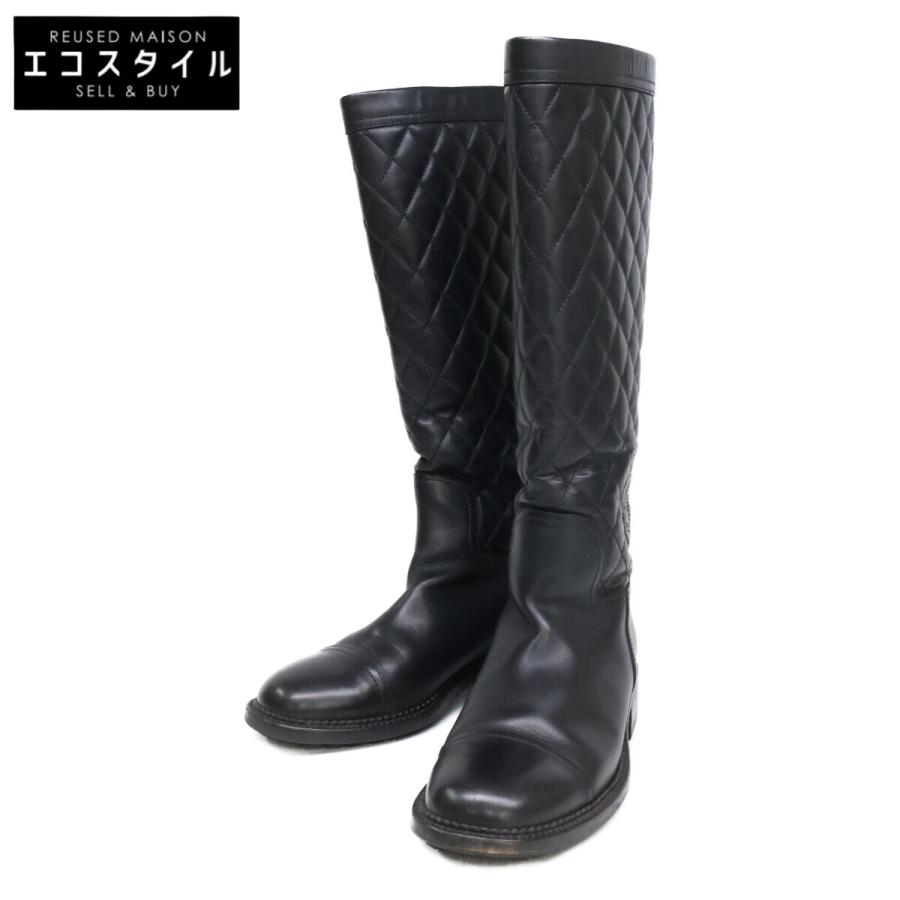 CHANEL（シャネル） G29323 ブラック マトラッセ レザー ロングブーツ