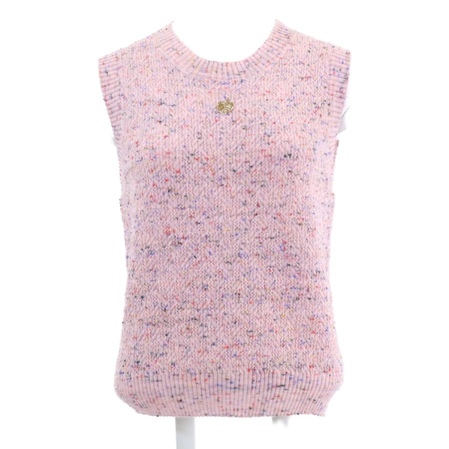 新品同様/国内正規 CHANEL シャネル 25A P79975K11525 リーフプレート ニットベスト 40 ピンク レディースの画像