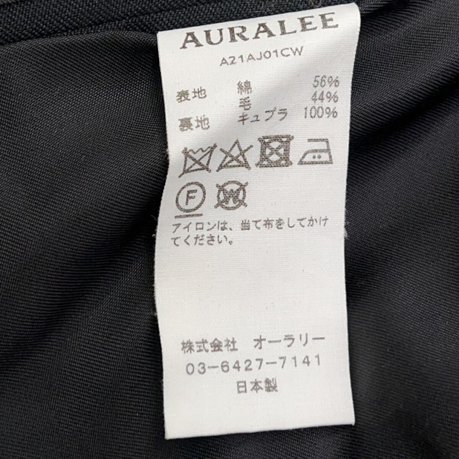 AURALEE オーラリー A21AJ01CW SUPER FINE WOOL COTTON TWILL ショールカラー ダブルジャケット 4 ブラック メンズの画像