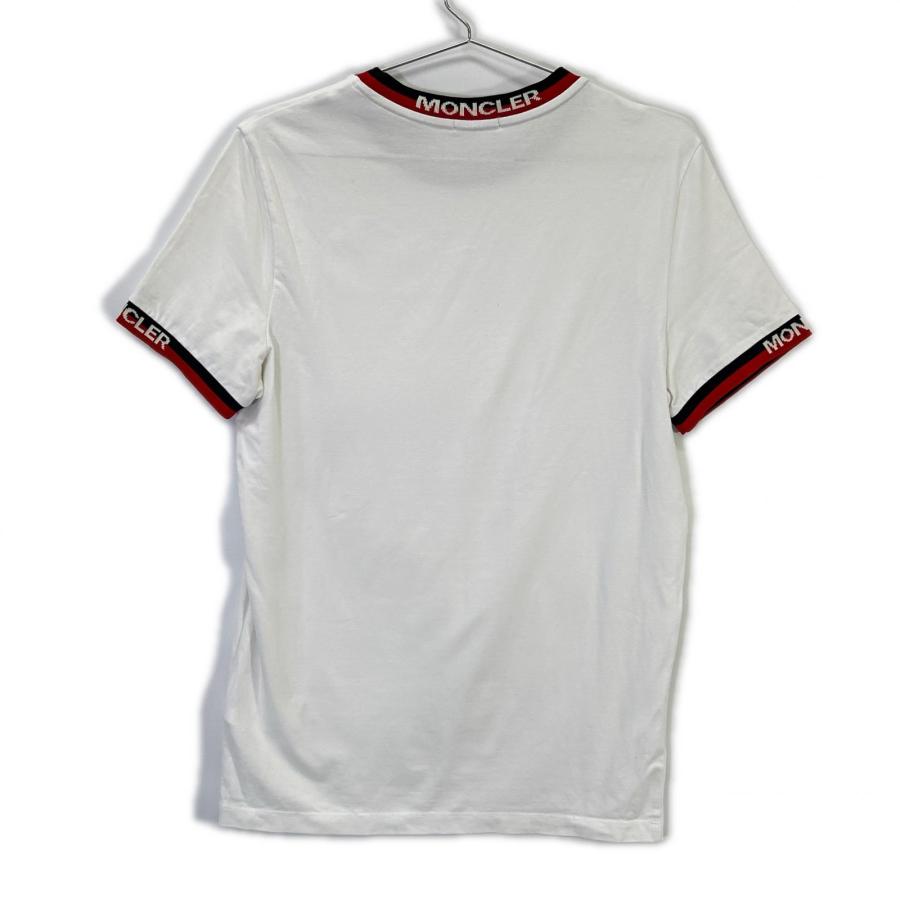 モンクレール トップス XS MONCLER（モンクレール） ホワイト×レッド ロゴライン Tシャツ