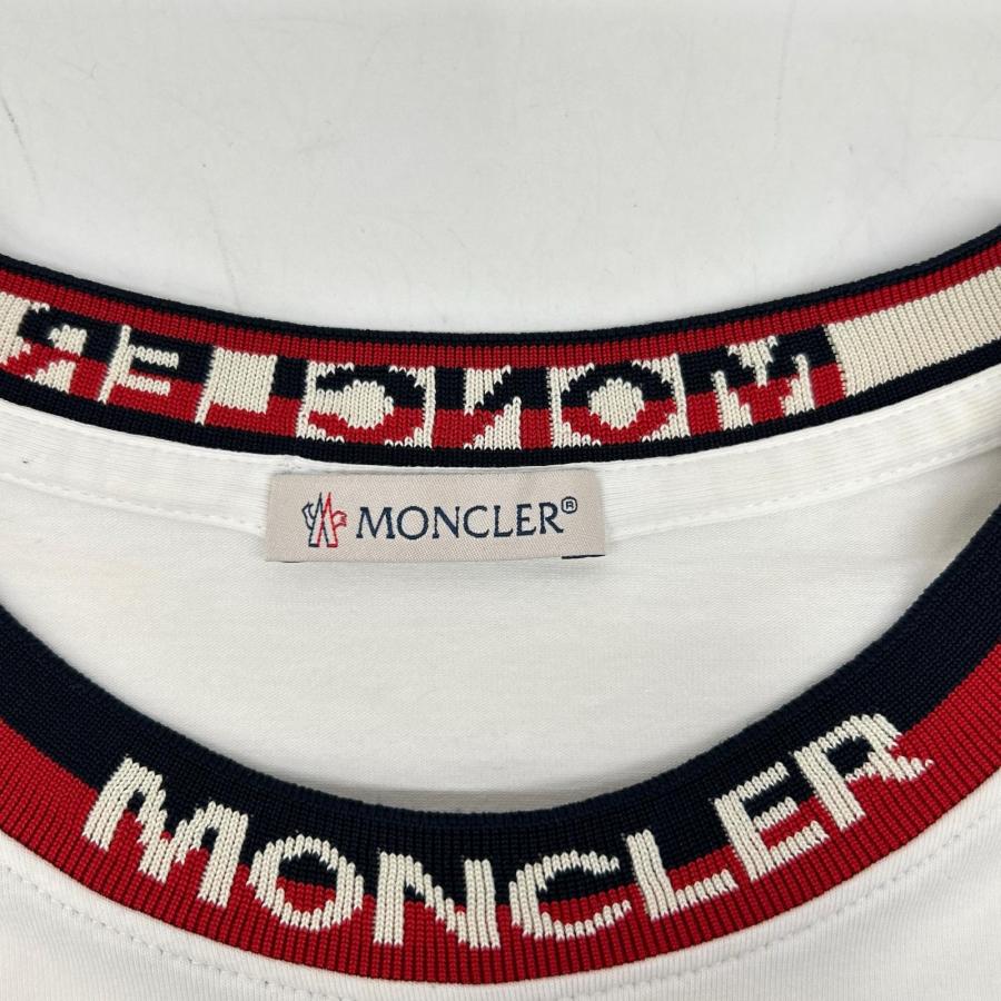MONCLER（モンクレール） ホワイト×レッド ロゴライン Tシャツ