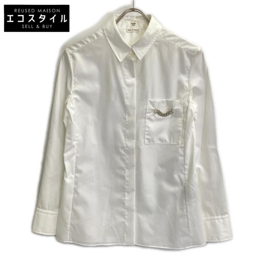 HERMES エルメス 96-7601 ホワイト コットン セリエシェルボタン