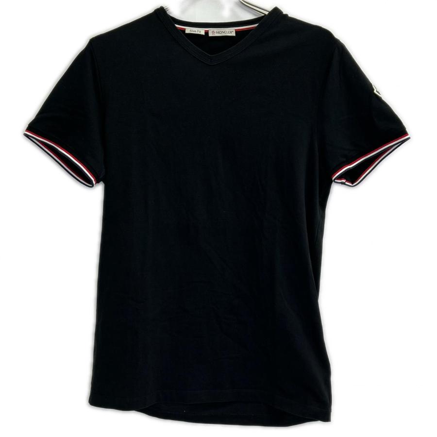 MONCLER（モンクレール） 19年 ブラック トリコロール Vネック Tシャツ 