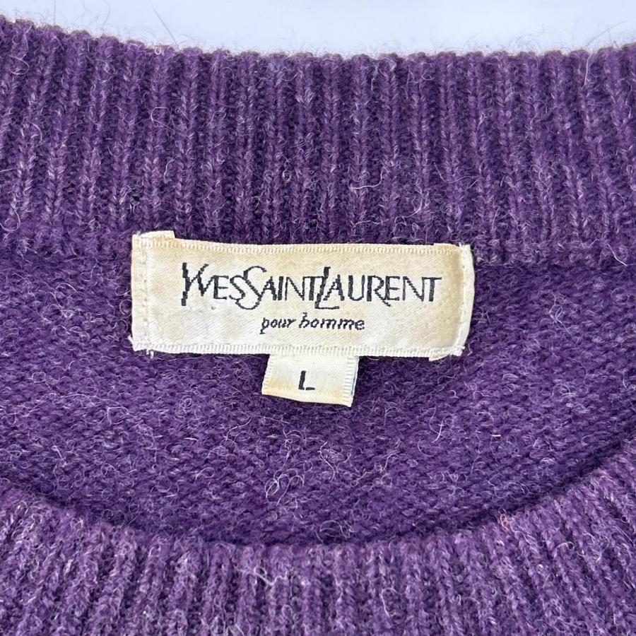 Yves Saint-Laurent イヴサンローラン パープル ロゴ YSL 刺繍 ニット 