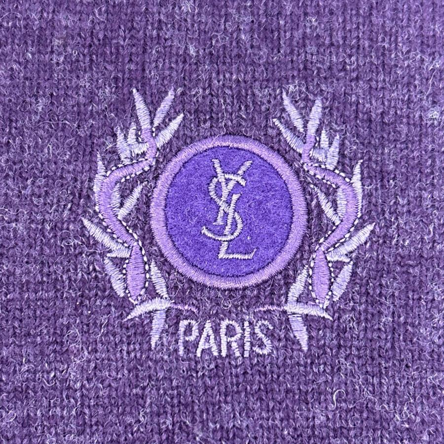 Yves Saint-Laurent イヴサンローラン パープル ロゴ YSL 刺繍 ニット 