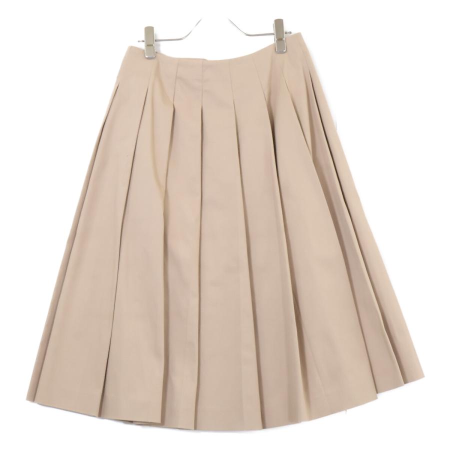 PRADA プリーツスカート　ベージュ　40 PRADA（プラダ） 新品同様/国内正規 P122UE S221 トライアングルロゴ