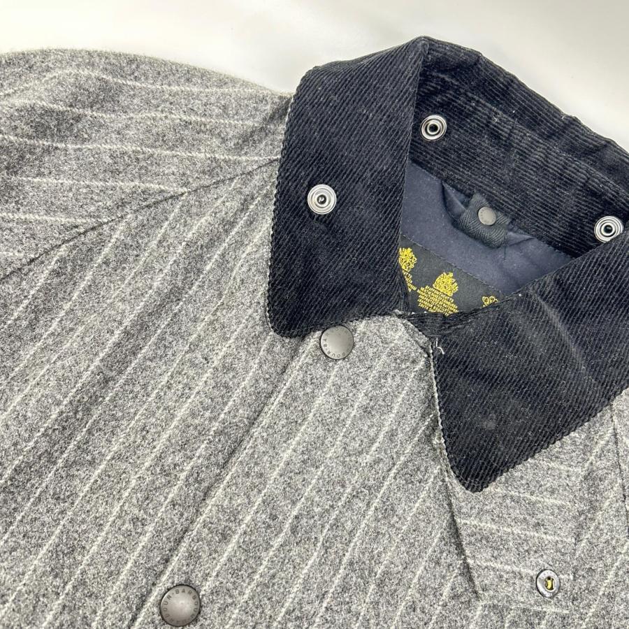 Barbour バブアー 1502182 15AW グレー ウール ストライプ ビデイルSL フーデットジャケット 40 Barbour バブアー 1502182 15AW グレー ウール ストライプ ビデイルSL