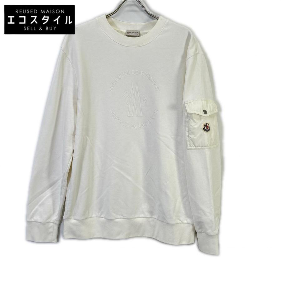 MONCLER（モンクレール） 24年 ホワイト FELPA ロゴ スウェットシャツ 