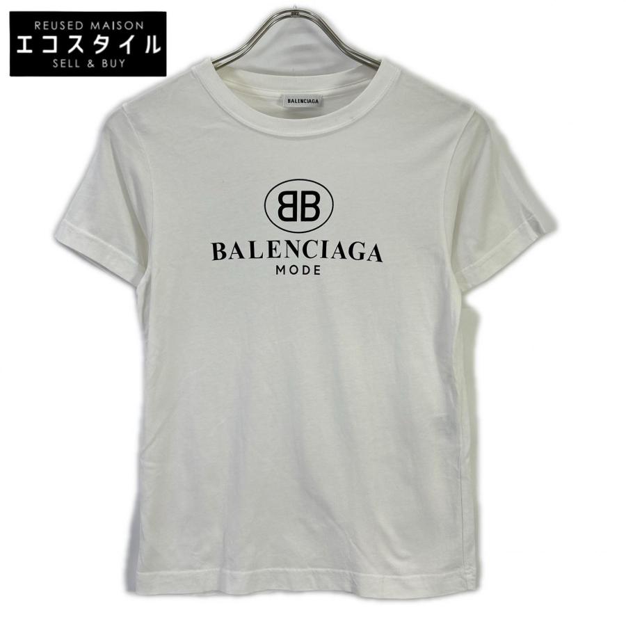 BALENCIAGA（バレンシアガ） 18年 556110 ホワイト ロゴ Tシャツ