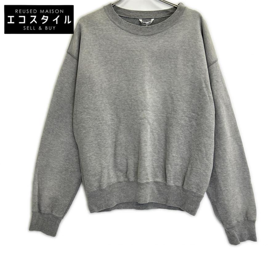 AURALEE グレー クルーネック スウェット 美品/ AURALEE オーラリー A25AP02MS PRODUCT DYED PIMA LIGHT SWEAT P