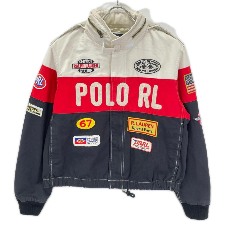 Polo by Ralph Lauren レーシングジャケット M POLObyRalphLauren ポロラルフローレン レッド×ホワイト ワッペン